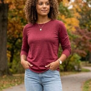 Segments Womens Merino Wool Long Sleeve Top Burgundy Red Size Large 5840103
